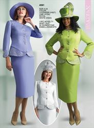 Novelty Three Piece Skirt Suit with Rhinestones 4591